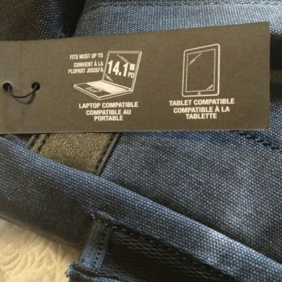 Canvas Flap Over Backpack 14.1 Inch Navy Blue - Picture 4 of 7